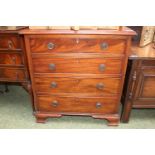 19thC Mahogany chest of 4 drawers on bracket feet