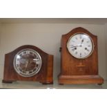 Edwardian Mahogany cased mantel clock with roman numeral and a Smiths Walnut cased clock