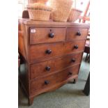 Georgian Oak chest of 2 over 3 drawers with turned handles over bracket feet