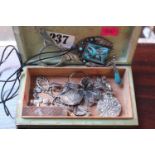 Collection of assorted silver jewellery inc. Brooches, Turquoise and Silver pendant etc