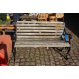 Wooden slatted Garden bench with Cast Iron ends
