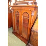 Victorian Mahogany Pier cabinet with arched glazed doors shelves to interior