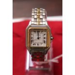 Cartier Panthere 110000R Gold & Steel ladies quartz wristwatch with paperwork and pouch