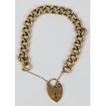 Heavy Ladies 9ct Gold Chain Link bracelet with padlock 43g total weight