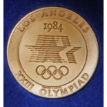 Scarce 1984 Los Angeles Olympic Games participants large embossed medal in original case.