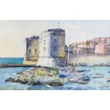 Veronica Burleigh (1909-1998) Watercolour of St Johns Fortress, Dubrovnik, Croatia. Burleigh studied