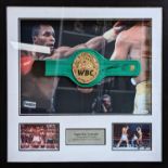 An Official WBC mini belt framed and signed by Sugar Ray Leonard former welterweight and