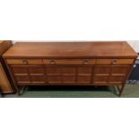 Nathan Teak Squares Sideboard of 3 drawers with cupboard base on straight supports