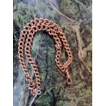 9ct Gold watch chain of curb link with lobster clasp 46g total weight