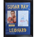 An authentic drawing framed, drawn, dated and signed by Sugar Ray Leonard. 62 x 70cm total size