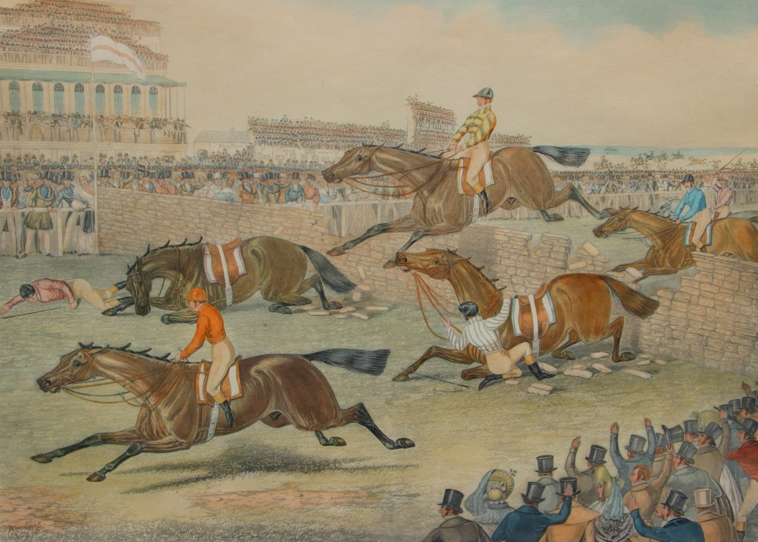 Ackermann's Series of National Steeple Chasrs, "The Dublin 1856, Charging the Stone Wall" an - Image 3 of 5