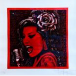 Amy Jade Winehouse (1983 – 2011) Screenprint on canvas 1 of 1 with blind stamp signed in Pencil