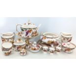 A Royal Crown Derby Olde Avesbury Bone China pattern part dinner and tea service, comprising