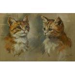 Pastel study of a kitten by famed feline artist Heinrich Stoltz (b1900), signed H.Stoltz to bottom