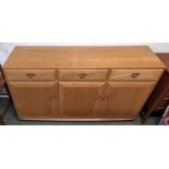 Ercol sideboard of 3 drawers and cupboards, 94cm high x 155cm wide x 43 depth
