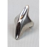 Georg Jensen Silver Diamond shaped ring with stamped mark size G. 8g total weight with original card