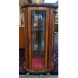 A Louis XV style French inlaid mahogany and Marble Oval Vitrine on paw feet 114cm in Height