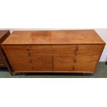 Mid Century Sideboard, with brass handles and capped feet