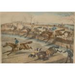 Ackermann's Series of National Steeple Chasrs, "The Dublin 1856,Leap the 9th Rail-Bank and