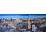 Paul Kenton. Limited edition giclee print on aluminium of London city scape with the Thames and