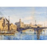 Allan Gwynne-Jones (1892-1982) Watercolour of south bank Battersea Bridge, London, and The London