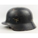 WW2 German Luftwaffe M42 Helmet & Liner marked 55 to interior - rubbing to Decals