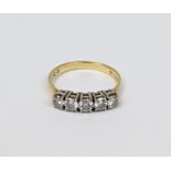 Ladies 18ct Gold 5 Stone Diamond ring estimated 1.00ct total weight Size P 3.2g total weight