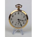 Art Deco 9ct Gold Swiss Made 17 Jewel with numeral dial and second dial. 45g total weight. 46mm in