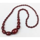 Good quality Cherry Amber graduated necklace of 57 Beads from 3cm to 0.5cm. 70g total weight