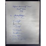 Rare Signatures of Oxford University Winning Boat Race Crew 1937. A rare sheet with all of the
