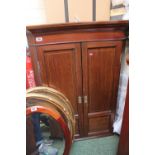 Georgian Mahogany Inlaid corner cabinet with brass escutcheons