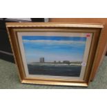 Oil on board of a Submarine signed E W Brumby 03