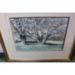 R M Bolton Watercolour Lacework of Branches signed and dated 1989