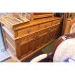 Oak Sideboard with drop handles and panelled doors