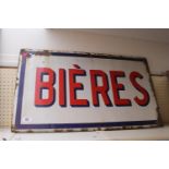 Advertising enamel sign 'Bieres'