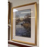 R M Bolton Framed watercolour of Hemingford Grey dated 1999