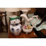 Edwardian Transfer printed wash jug and assorted ceramics