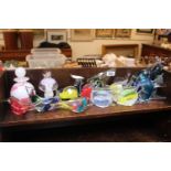 Collection of Mdina and other glass fish and other paperweight