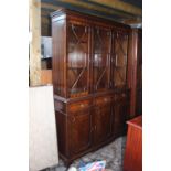 Astragal glazed long cabinet with cupboard base