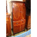 20thC Inlaid cabinet with shelves to interior