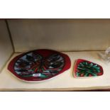 Poole Pottery Delphis Sandwich plate and a small Poole pin dish