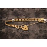 Ladies 9ct Gold Bracelet with Padlock 9g total weight