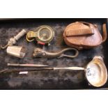 Cased Pair of Silver Fish Servers with Gardener, Silver Whale bone handled ladle, wine funnel end,