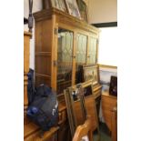 Oak Glazed and Leaded display cabinet with cupboard base