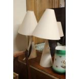 Pair of Modern Pottery Lamp bases and a Metal lamp base