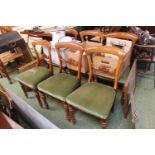 Set of 6 Victorian Mahogany chairs with upholstered seats overturned legs
