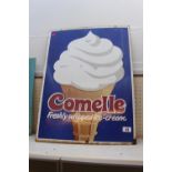 Vintage 'Comelle, freshly whipped ice-cream' Advertising sign