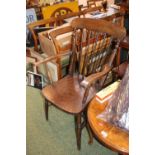 Late 19thC Elm Elbow chair with turned supports