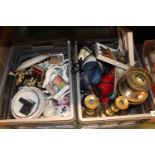 2 Box of assorted Ceramics and metalware inc. Royal Winton Olympic overed vase and matching Sandwich