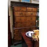 Georgian Chest on chest of 8 Drawers with Inlaid decoration and column side supports over bracket